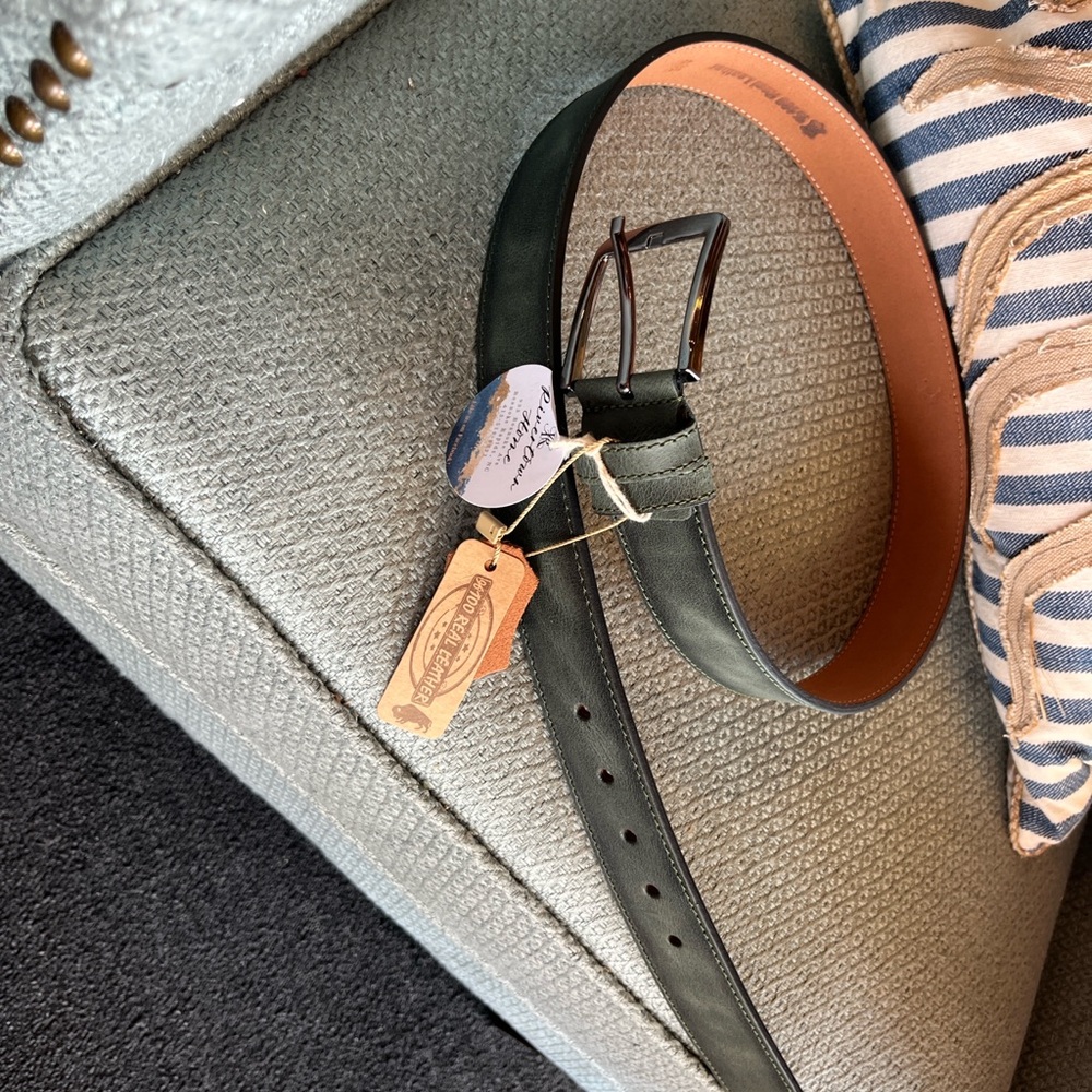Men's Green Leather Belt
